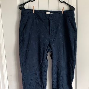 Blue Velvet Floral Business Pants Size 8